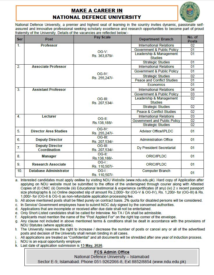 NDU Job Advertisement